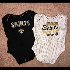 New Orleans Saints Long Sleeve Onesies, Size 18m